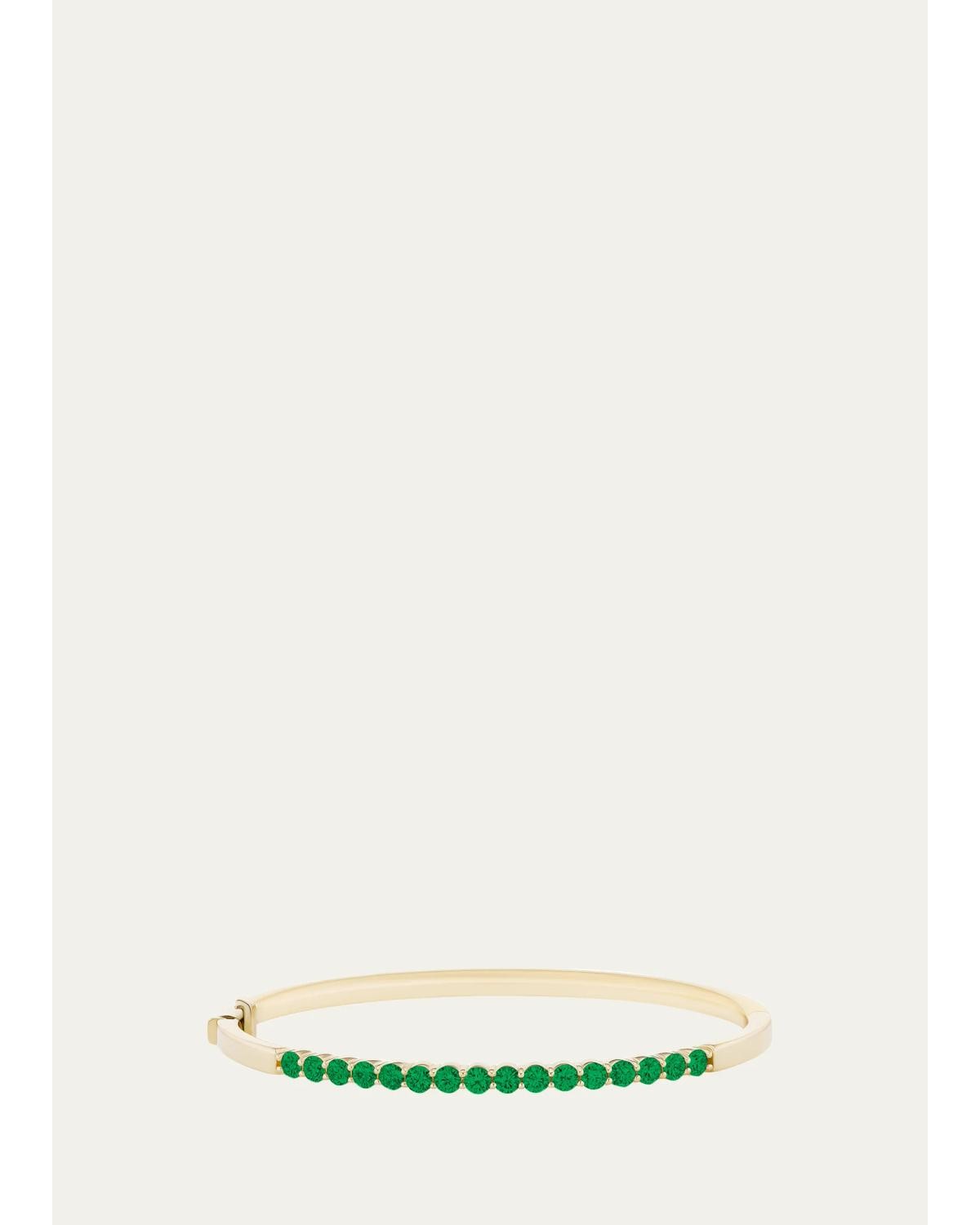 Melissa Kaye 18K Yellow Gold Honey Cuff Bracelet with Emeralds