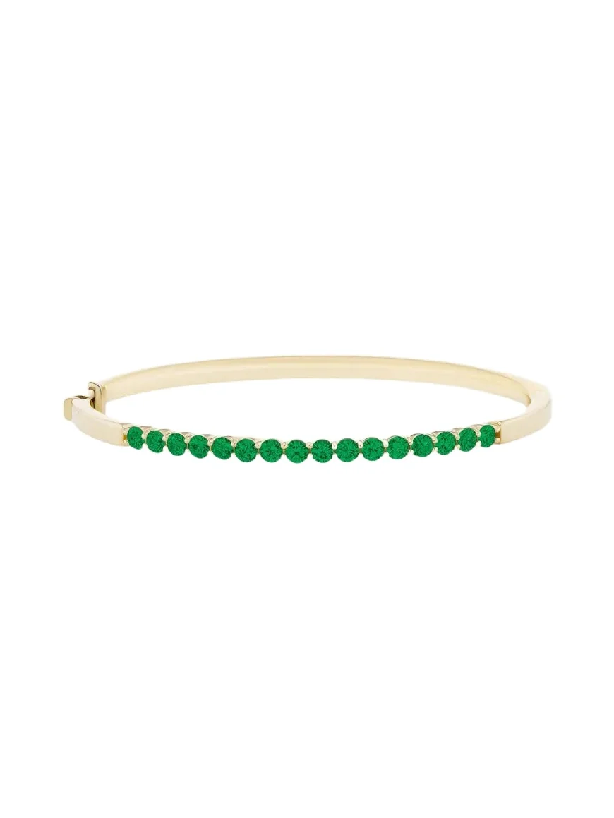 Melissa Kaye 18K Yellow Gold Honey Cuff Bracelet with Emeralds