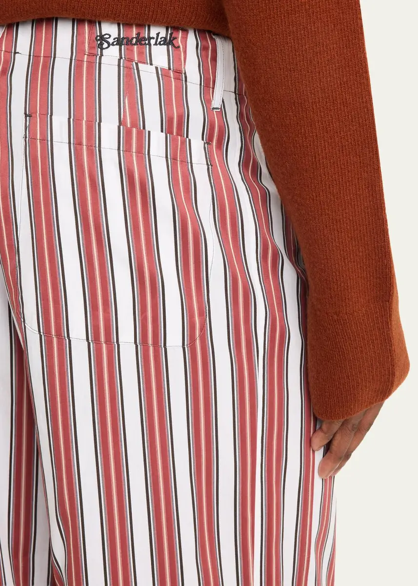 Sanderlak Men's Striped Poplin Wide-Leg Drawstring Pants | Thumbnail 5 Sanderlak Men's Striped Poplin Wide-Leg Drawstring Pants | Thumbnail 5