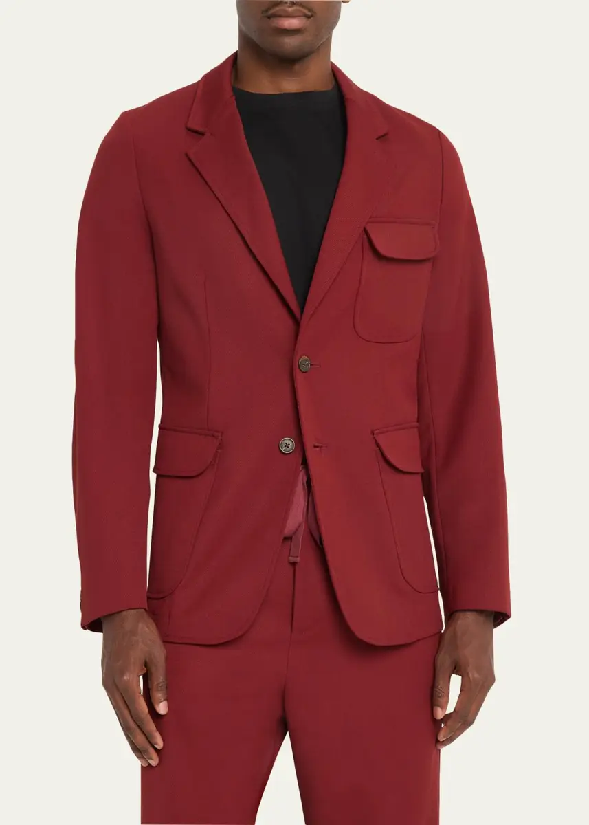 Sanderlak Men's Twill Flap Pocket Single-Breasted Blazer | Thumbnail 4