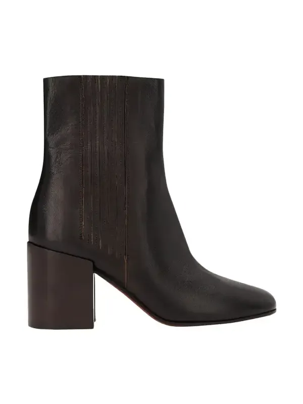 70mm Leather Block-Heel Booties