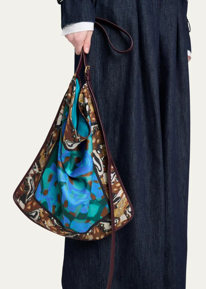 Dries Van Noten Scarf-Print Flat Hobo Bag | Thumbnail 2 Dries Van Noten Scarf-Print Flat Hobo Bag | Thumbnail 2