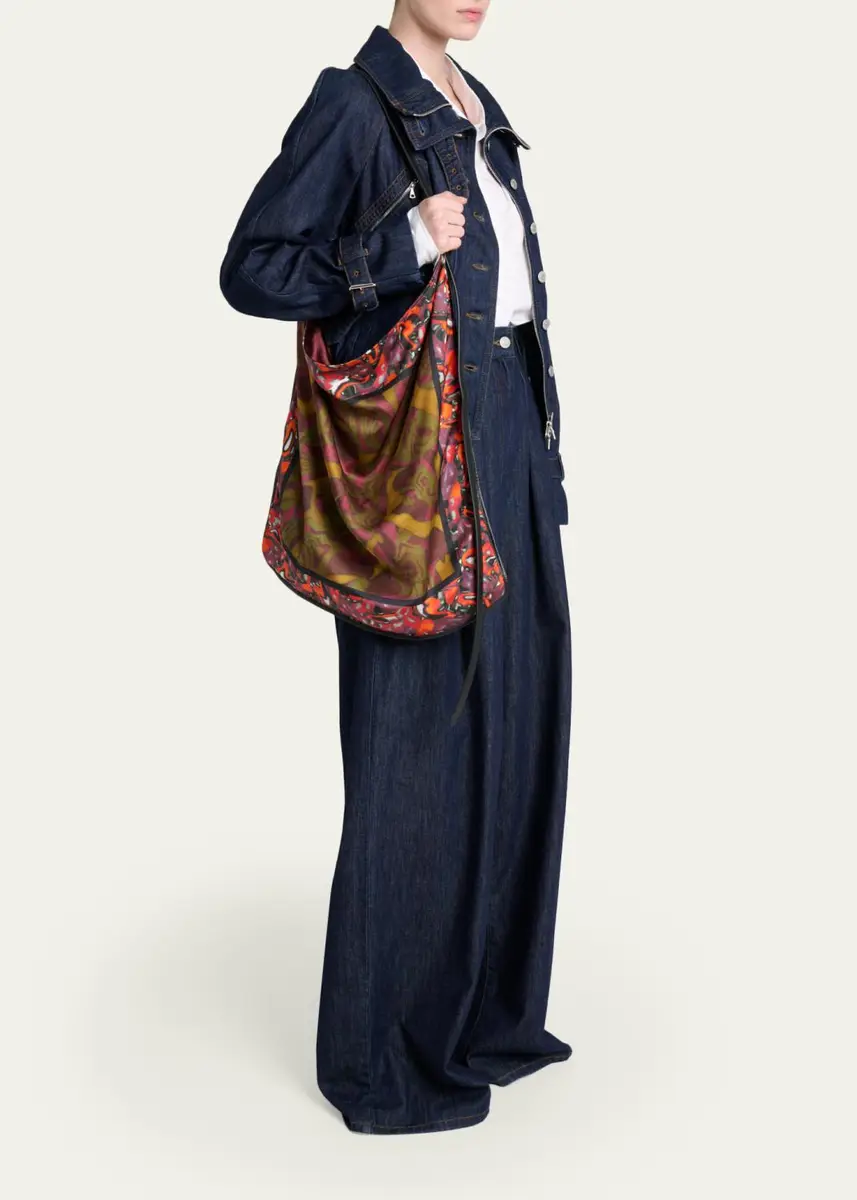 Dries Van Noten Scarf-Print Flat Hobo Bag | Thumbnail 10 Dries Van Noten Scarf-Print Flat Hobo Bag | Thumbnail 10