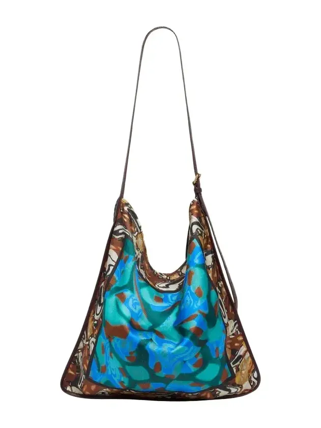 Dries Van Noten Scarf-Print Flat Hobo Bag