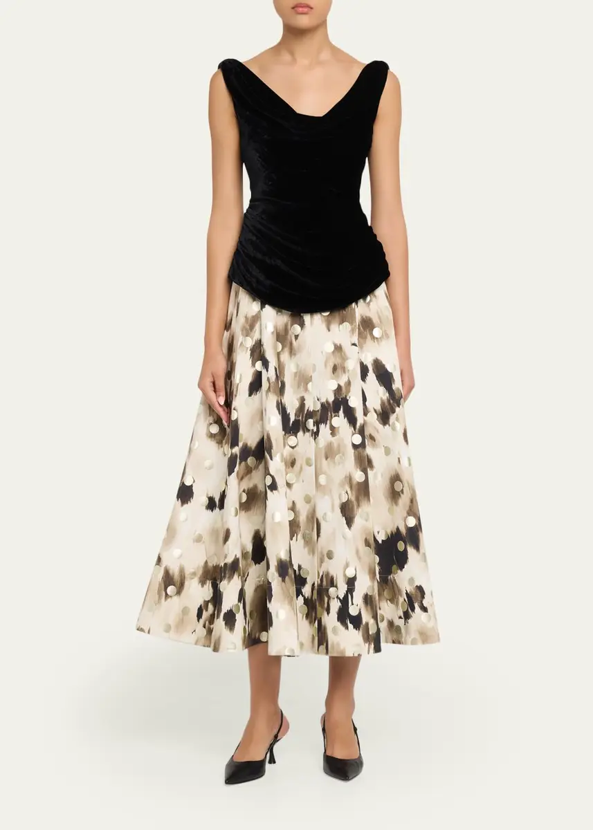 Lela Rose Crushed Velvet Draped Sleeveless Top | Thumbnail 2 Lela Rose Crushed Velvet Draped Sleeveless Top | Thumbnail 2