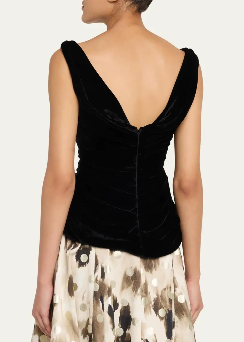 Lela Rose Crushed Velvet Draped Sleeveless Top | Thumbnail 3 Lela Rose Crushed Velvet Draped Sleeveless Top | Thumbnail 3