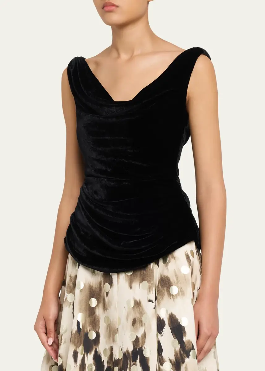 Lela Rose Crushed Velvet Draped Sleeveless Top | Thumbnail 4 Lela Rose Crushed Velvet Draped Sleeveless Top | Thumbnail 4