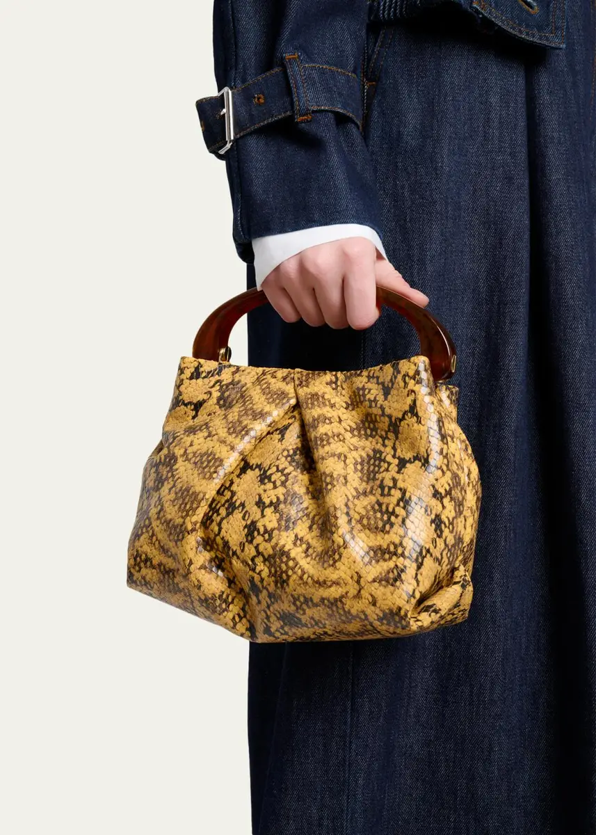 Dries Van Noten Pleated Snakeskin-Embossed Leather Top-Handle Bag | Thumbnail 2 Dries Van Noten Pleated Snakeskin-Embossed Leather Top-Handle Bag | Thumbnail 2