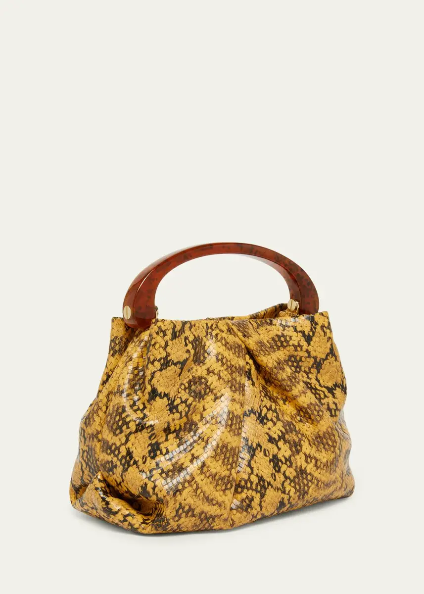 Dries Van Noten Pleated Snakeskin-Embossed Leather Top-Handle Bag | Thumbnail 3 Dries Van Noten Pleated Snakeskin-Embossed Leather Top-Handle Bag | Thumbnail 3