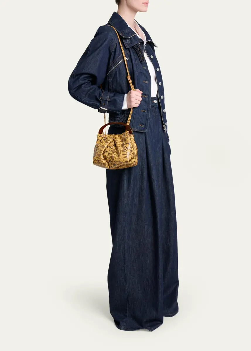 Dries Van Noten Pleated Snakeskin-Embossed Leather Top-Handle Bag | Thumbnail 5 Dries Van Noten Pleated Snakeskin-Embossed Leather Top-Handle Bag | Thumbnail 5