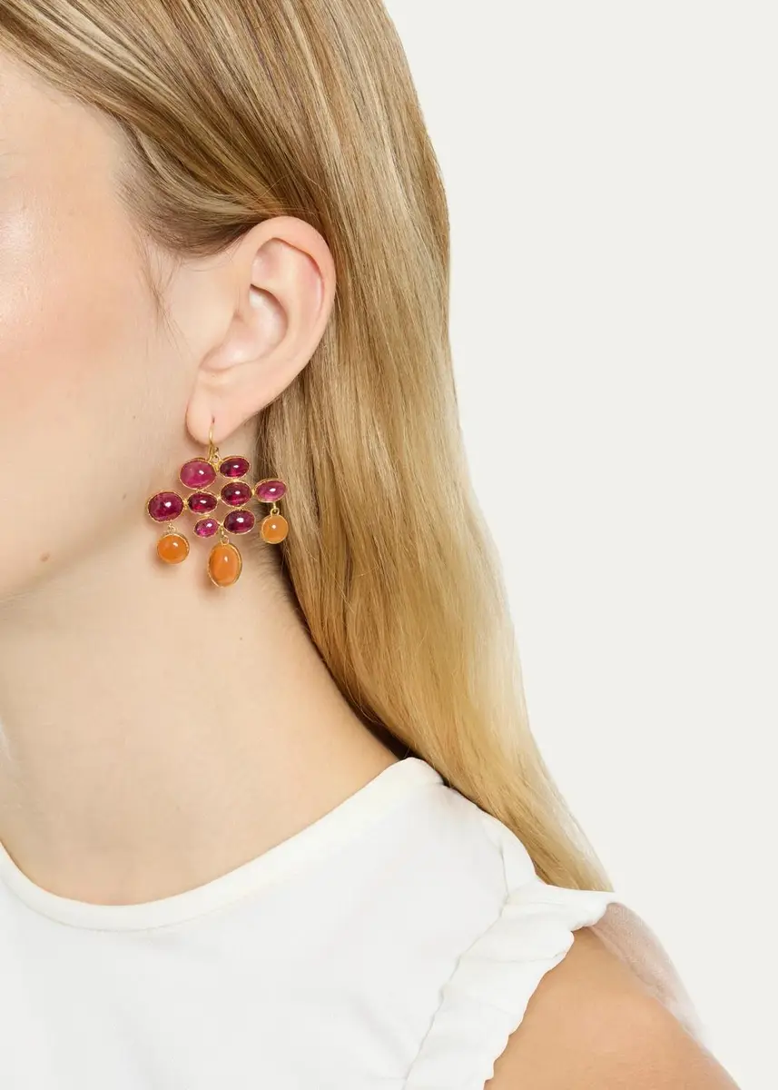 JUDY GEIB 18K Pink Tourmaline, Fire Opal and Carnelian Statement Earrings | Thumbnail 2 JUDY GEIB 18K Pink Tourmaline, Fire Opal and Carnelian Statement Earrings | Thumbnail 2