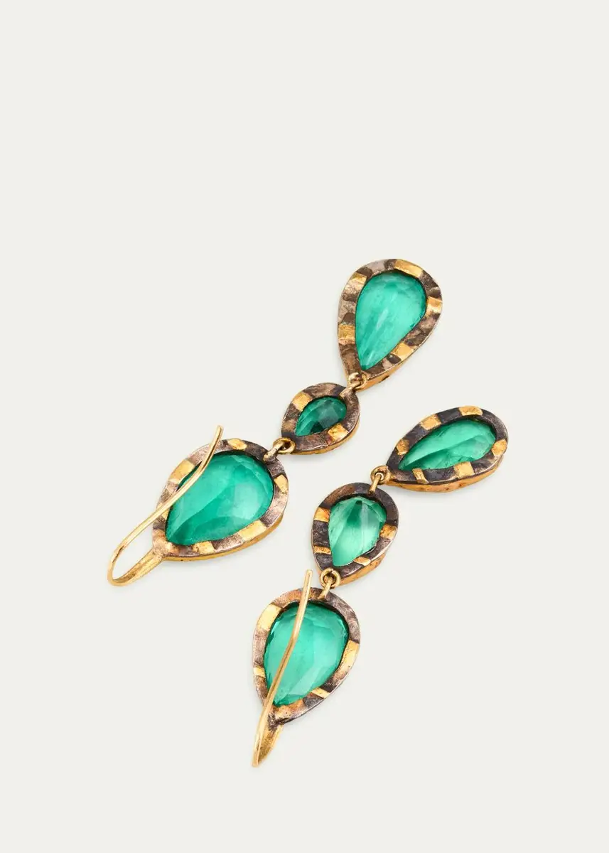 JUDY GEIB 18K Bright Colombian Emerald Pear-Shaped Triple-Dangle Earrings | Thumbnail 4 JUDY GEIB 18K Bright Colombian Emerald Pear-Shaped Triple-Dangle Earrings | Thumbnail 4