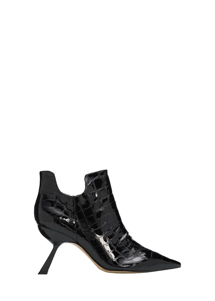 85mm Meredith Croc-Embossed Leather Booties 85mm Meredith Croc-Embossed Leather Booties