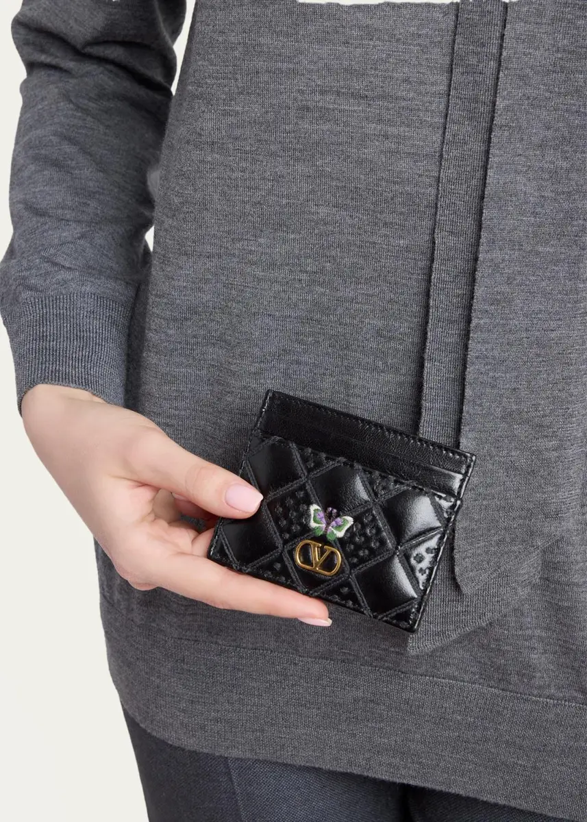 Valentino Garavani Leather VLogo Butterfly Card Holder | Thumbnail 2