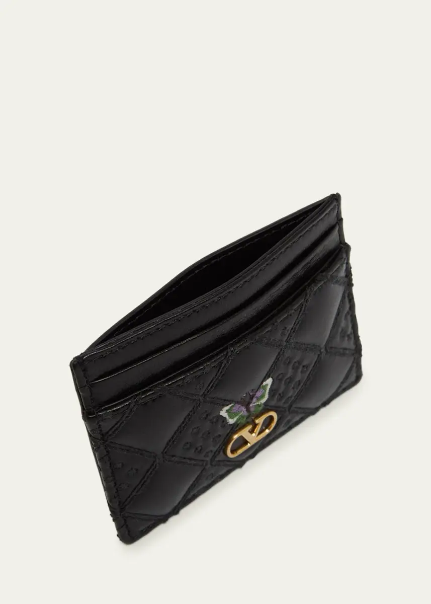 Valentino Garavani Leather VLogo Butterfly Card Holder | Thumbnail 3