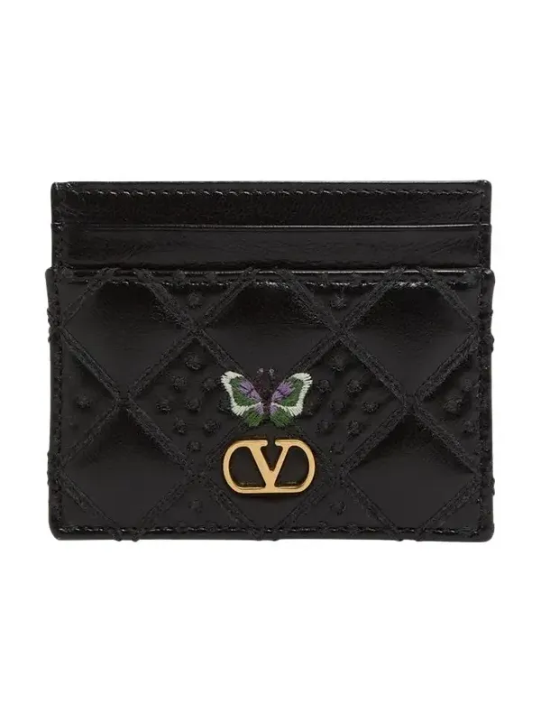 Leather VLogo Butterfly Card Holder Leather VLogo Butterfly Card Holder