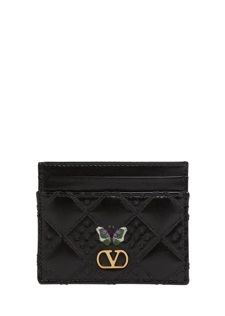 Valentino Garavani Leather VLogo Butterfly Card Holder