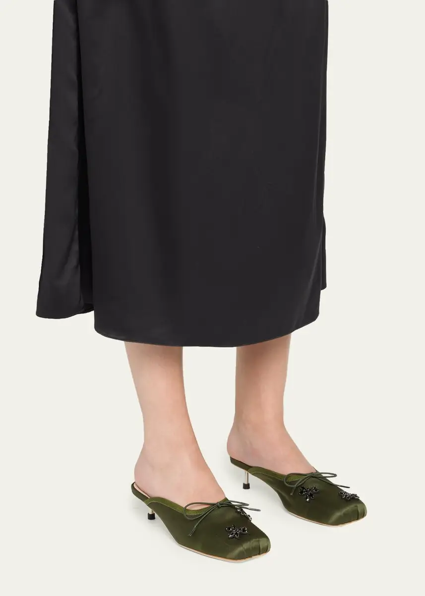 Simone Rocha 40mm Pointe Embellished Satin Ballerina Mules | Thumbnail 2 Simone Rocha 40mm Pointe Embellished Satin Ballerina Mules | Thumbnail 2