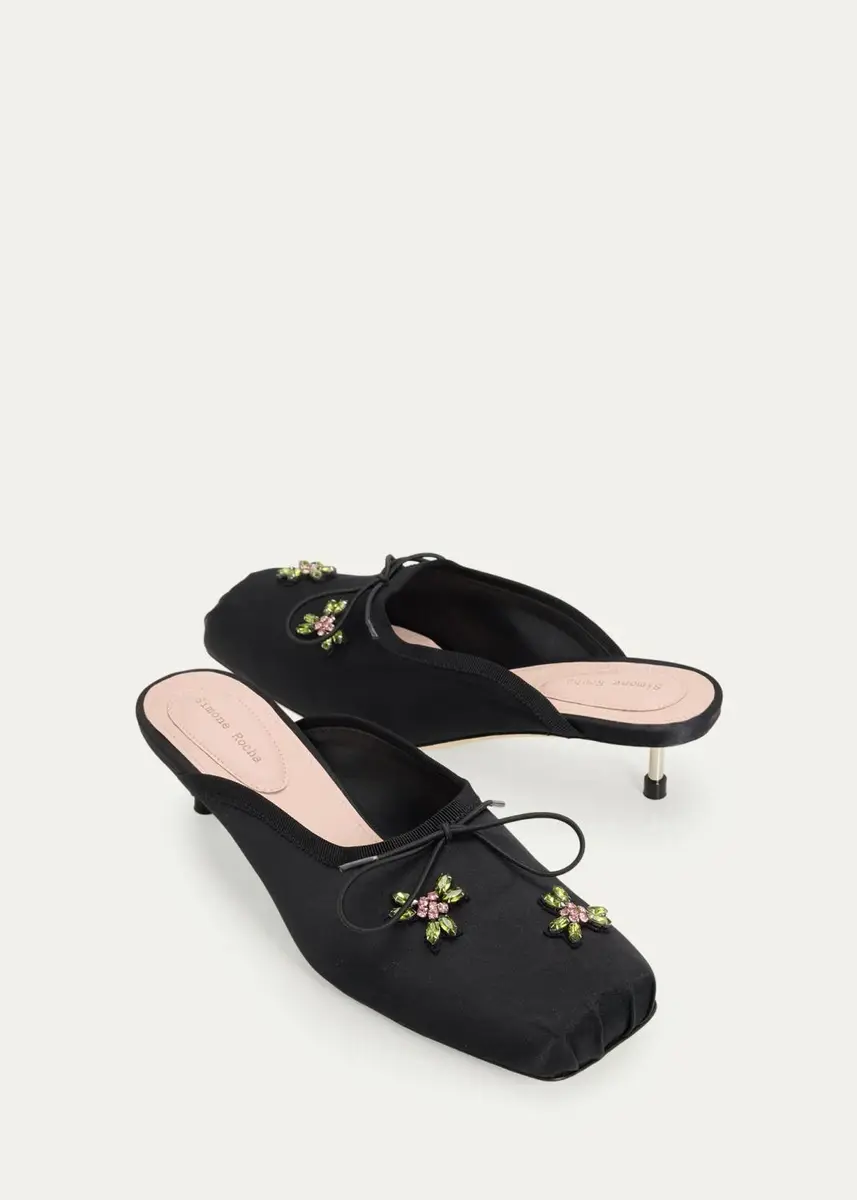 Simone Rocha 40mm Pointe Embellished Satin Ballerina Mules | Thumbnail 10 Simone Rocha 40mm Pointe Embellished Satin Ballerina Mules | Thumbnail 10