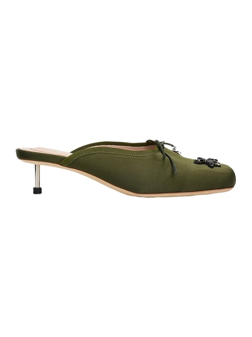 Simone Rocha 40mm Pointe Embellished Satin Ballerina Mules