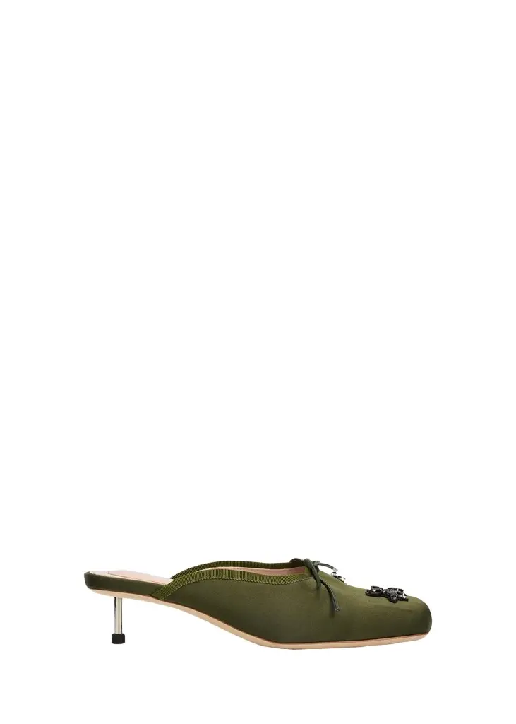Simone Rocha 40mm Pointe Embellished Satin Ballerina Mules