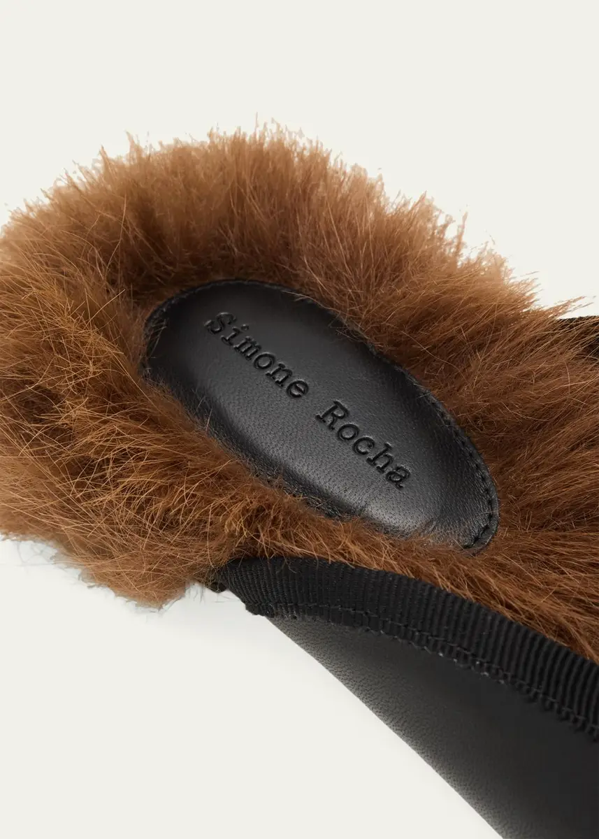 Simone Rocha Faux Fur Lined Leather Ballerina Mules | Thumbnail 3 Simone Rocha Faux Fur Lined Leather Ballerina Mules | Thumbnail 3