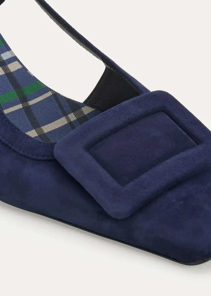 Roger Vivier 45mm Belle Vivier Suede Covered Buckle Slingback Pumps | Thumbnail 5 Roger Vivier 45mm Belle Vivier Suede Covered Buckle Slingback Pumps | Thumbnail 5