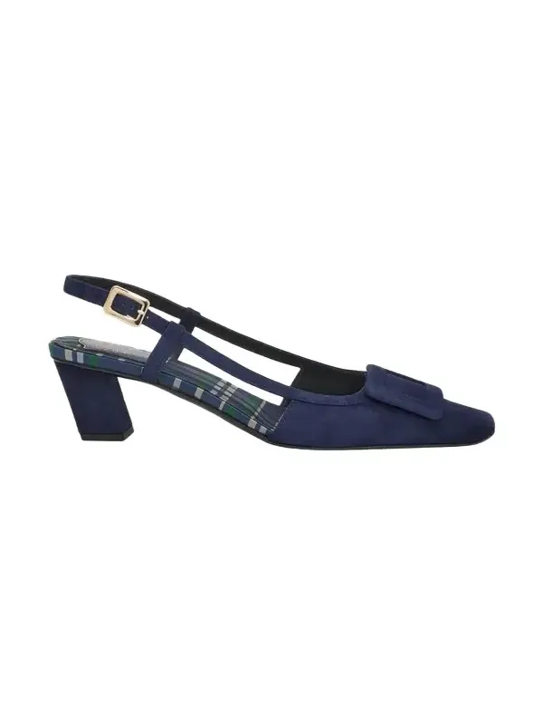 45mm Belle Vivier Suede Covered Buckle Slingback Pumps 45mm Belle Vivier Suede Covered Buckle Slingback Pumps