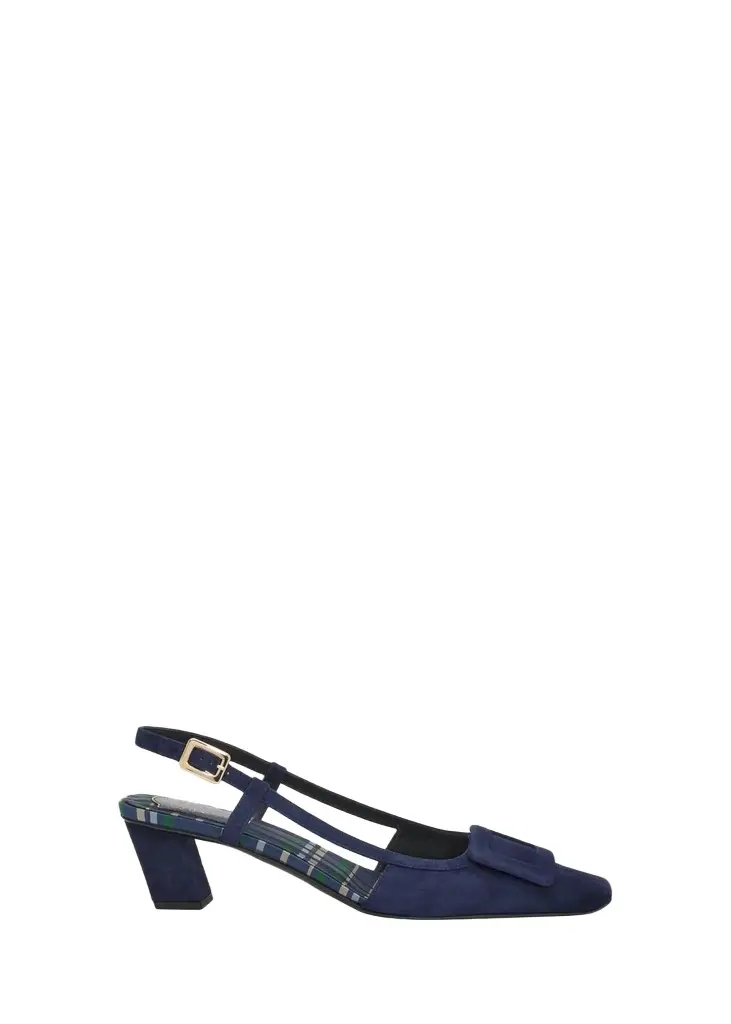45mm Belle Vivier Suede Covered Buckle Slingback Pumps 45mm Belle Vivier Suede Covered Buckle Slingback Pumps