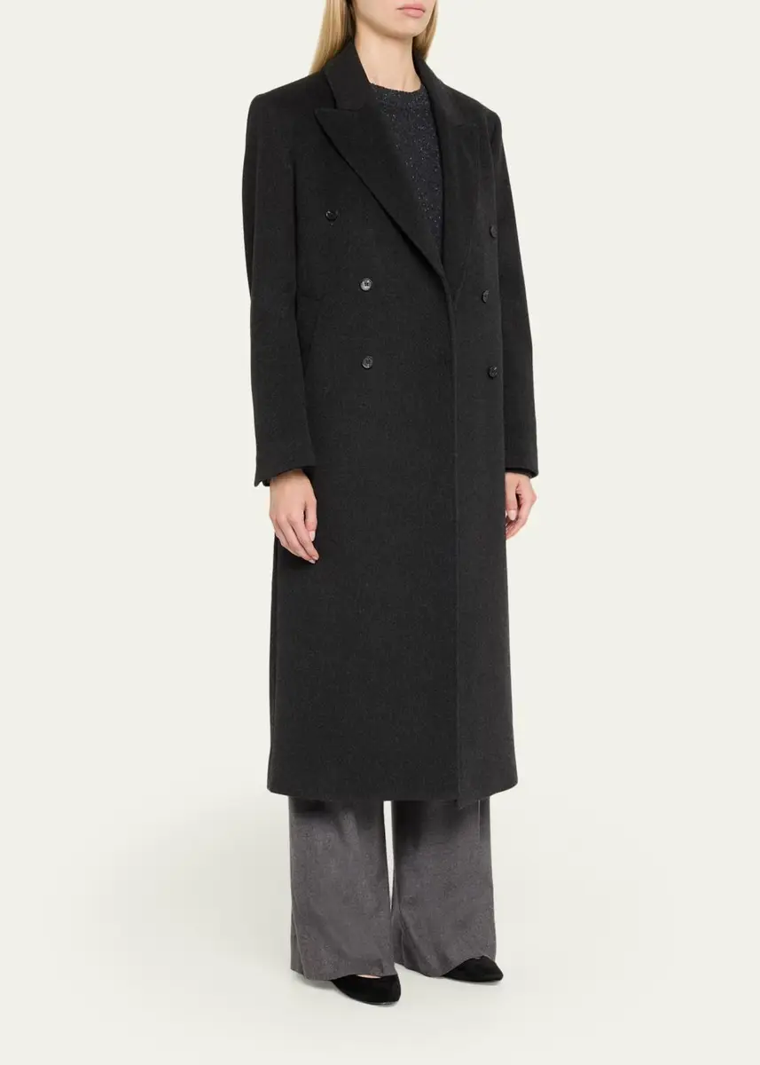 Loulou de Saison Rosco Wool-Cashmere Double-Breasted Long Coat | Thumbnail 4 Loulou de Saison Rosco Wool-Cashmere Double-Breasted Long Coat | Thumbnail 4