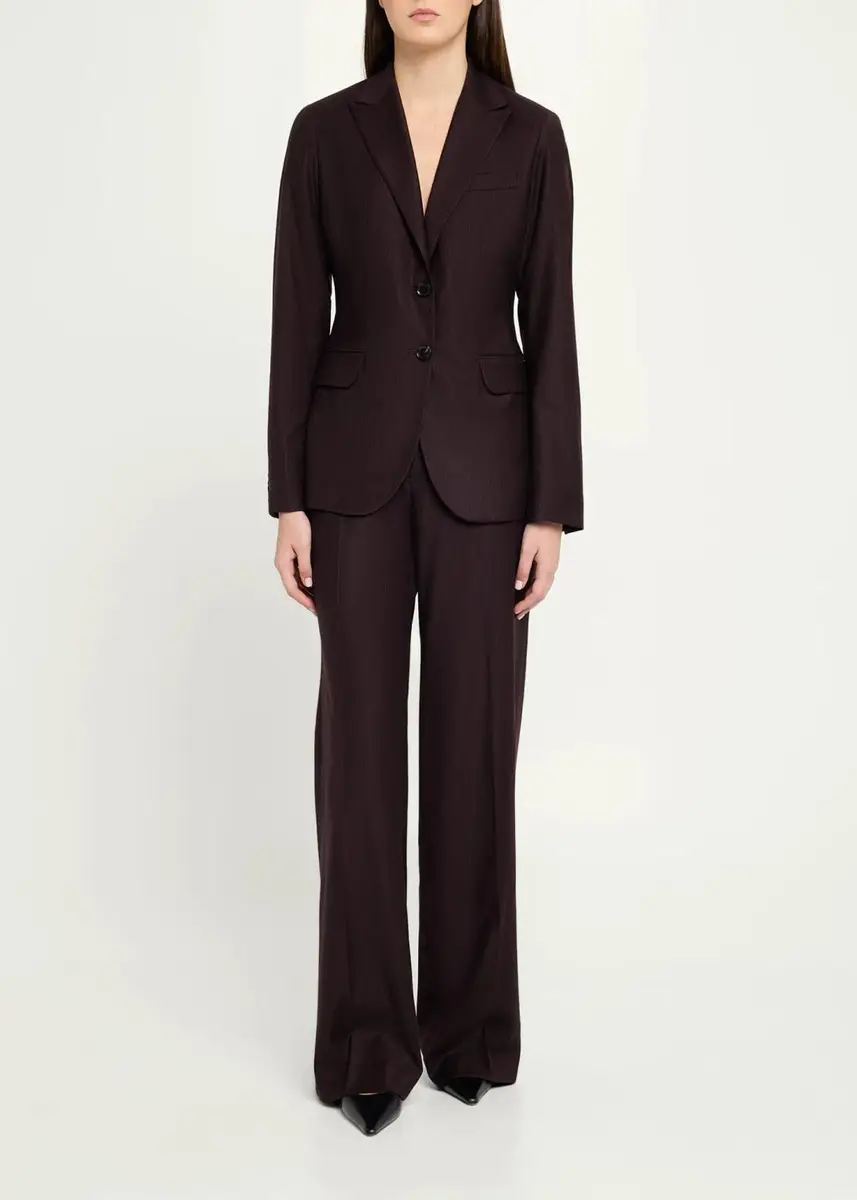 Kiton Pinstriped Wool-Blend Wide-Leg Pants | Thumbnail 2