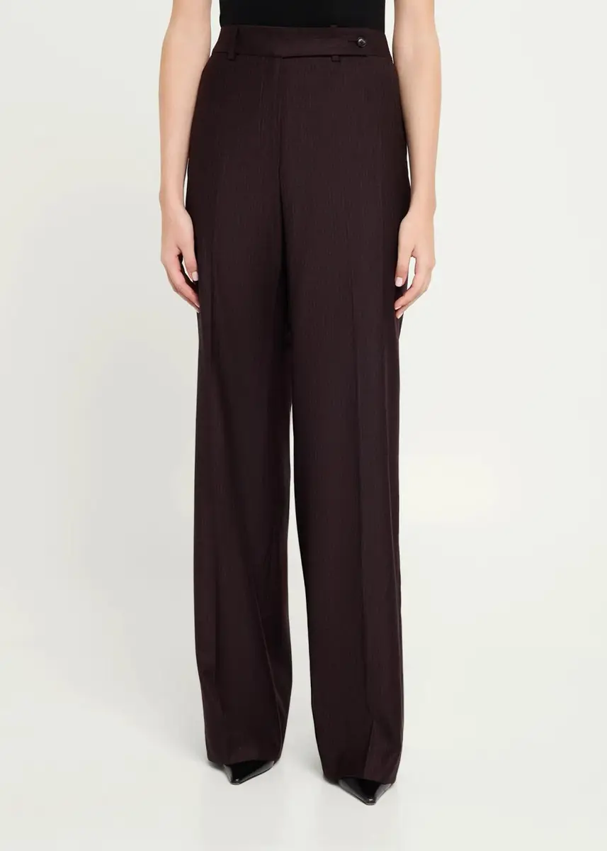 Kiton Pinstriped Wool-Blend Wide-Leg Pants | Thumbnail 4