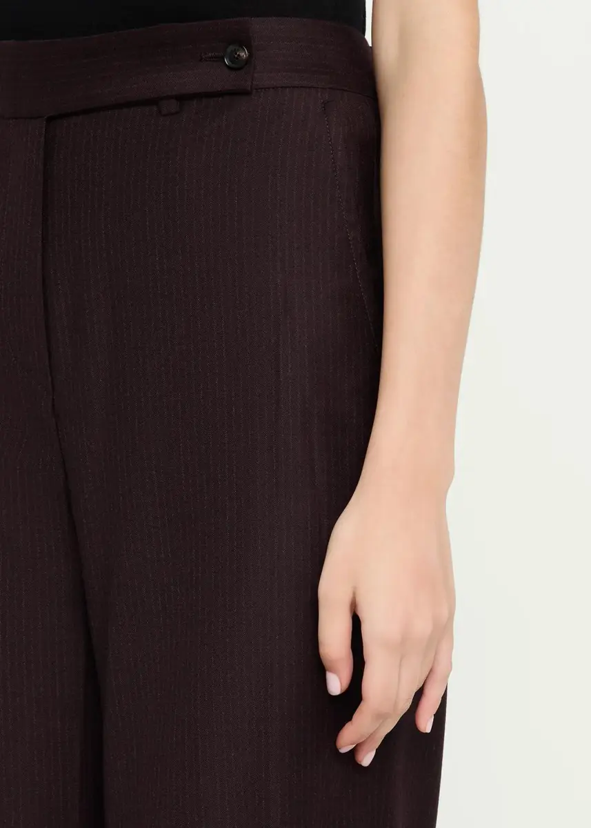 Kiton Pinstriped Wool-Blend Wide-Leg Pants | Thumbnail 5