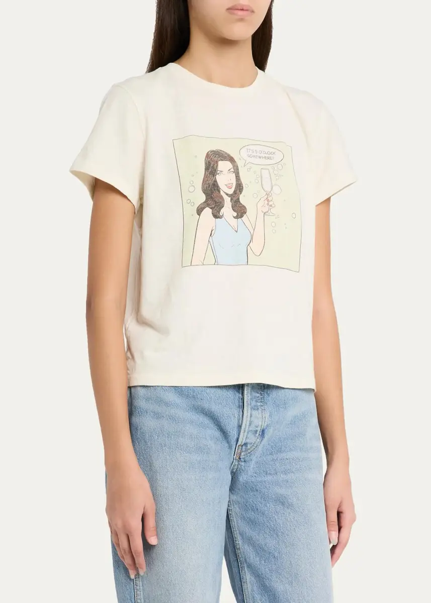RE/DONE 5 O'Clock Graphic-Print Cotton T-Shirt | Thumbnail 4 RE/DONE 5 O'Clock Graphic-Print Cotton T-Shirt | Thumbnail 4