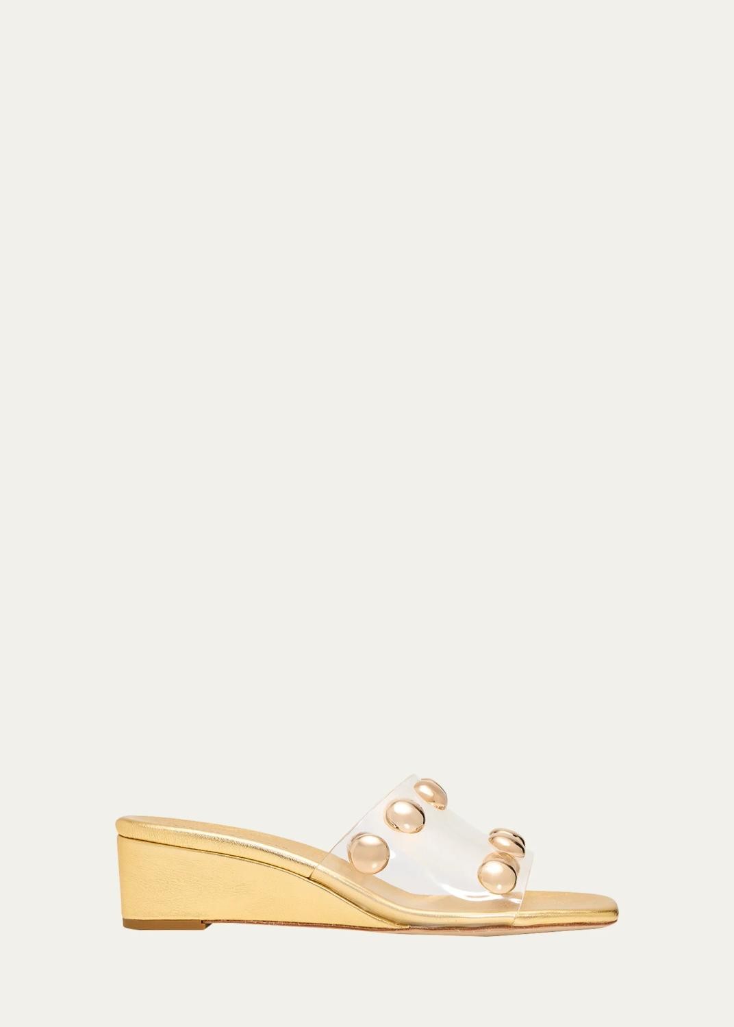 45mm Enya Studded PVC Wedge Sandals 45mm Enya Studded PVC Wedge Sandals
