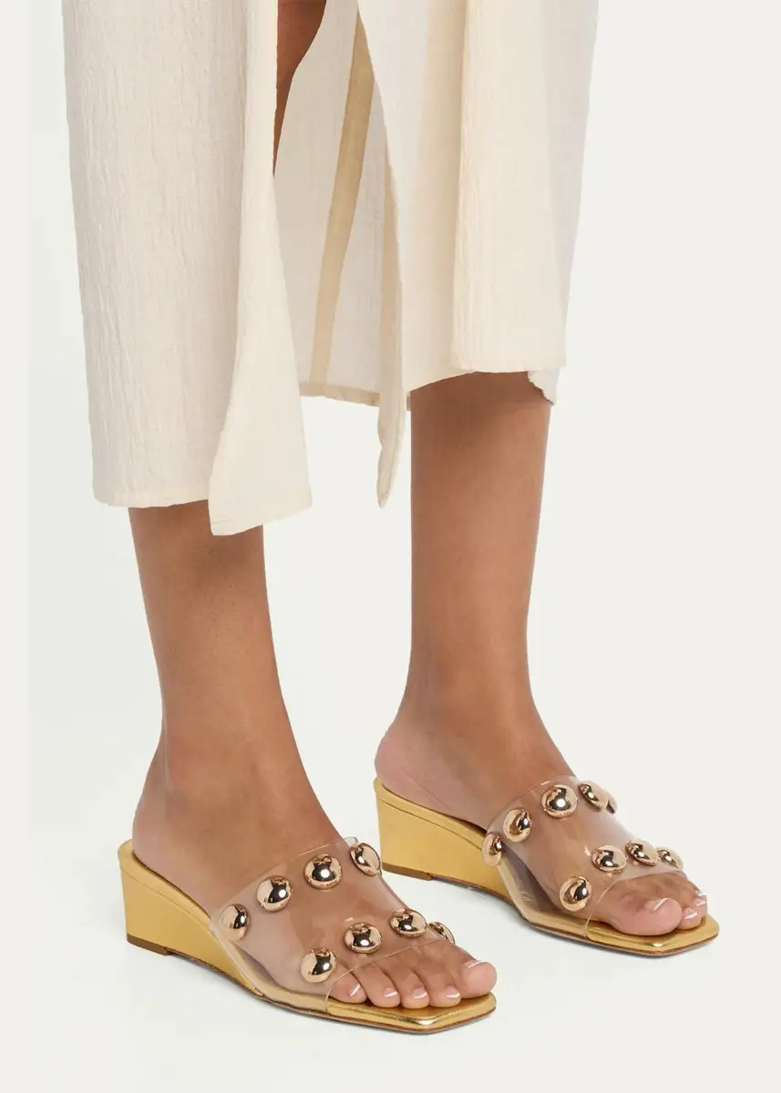 Loeffler Randall 45mm Enya Studded PVC Wedge Sandals | Thumbnail 2 Loeffler Randall 45mm Enya Studded PVC Wedge Sandals | Thumbnail 2