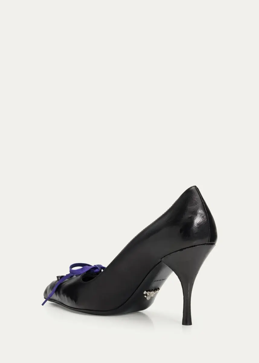 Prada 85mm Burnished Leather Lace-Up Pumps | Thumbnail 4