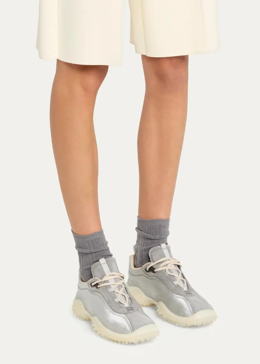 Miu Miu Bubble Metallic Leather Sneakers | Thumbnail 2 Miu Miu Bubble Metallic Leather Sneakers | Thumbnail 2