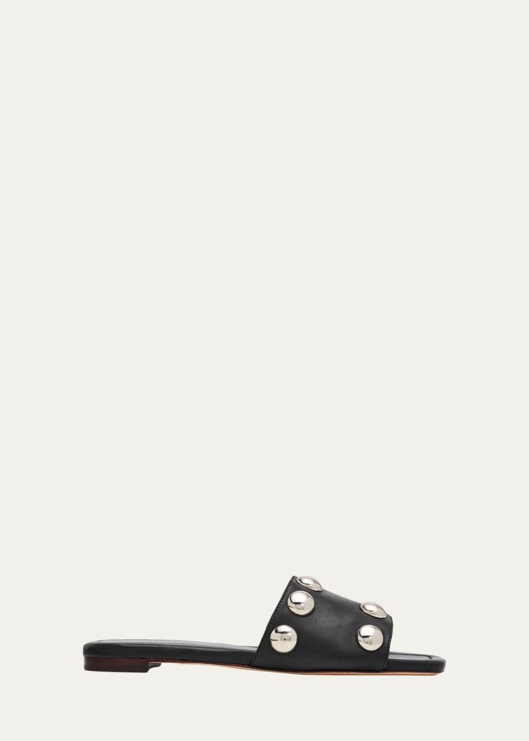 Hayes Studded Leather Flat Slide Sandals Hayes Studded Leather Flat Slide Sandals
