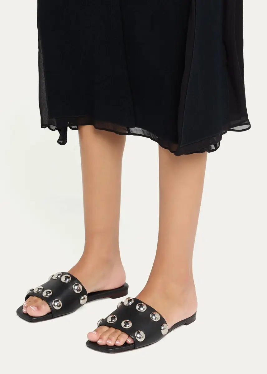 Loeffler Randall Hayes Studded Leather Flat Slide Sandals | Thumbnail 2