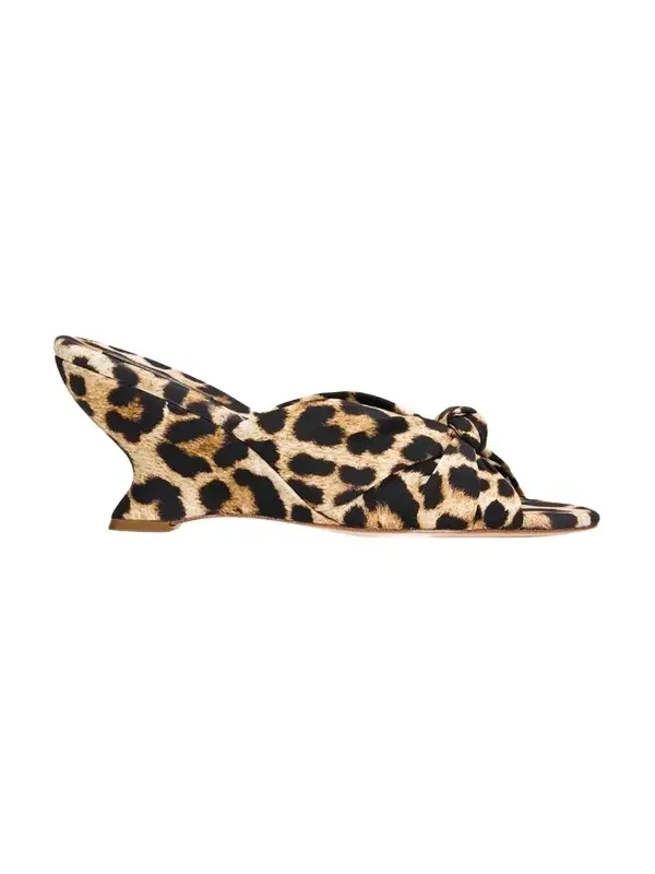 75mm Marsy Leopard Wedge Sandals 75mm Marsy Leopard Wedge Sandals