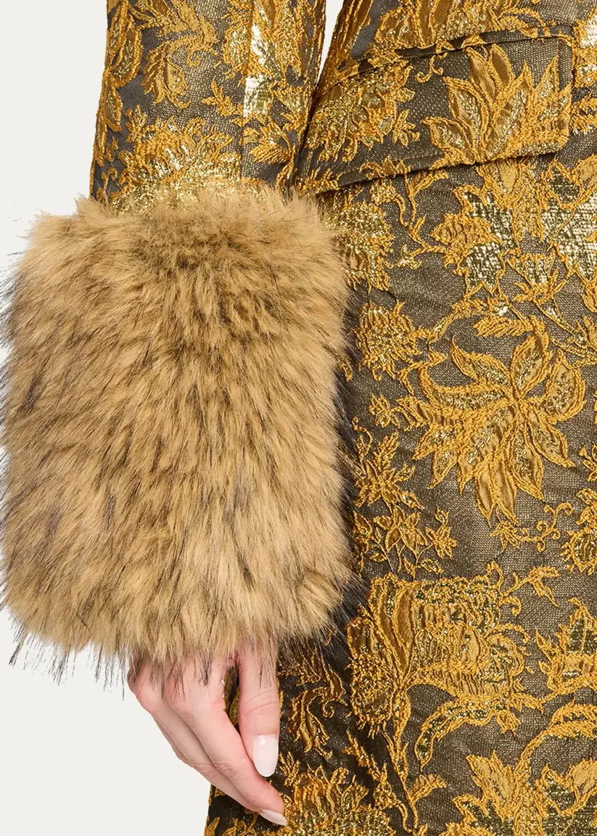 Cinq à Sept Ivella Floral Jacquard Fur-Trim Coat | Thumbnail 5 Cinq à Sept Ivella Floral Jacquard Fur-Trim Coat | Thumbnail 5