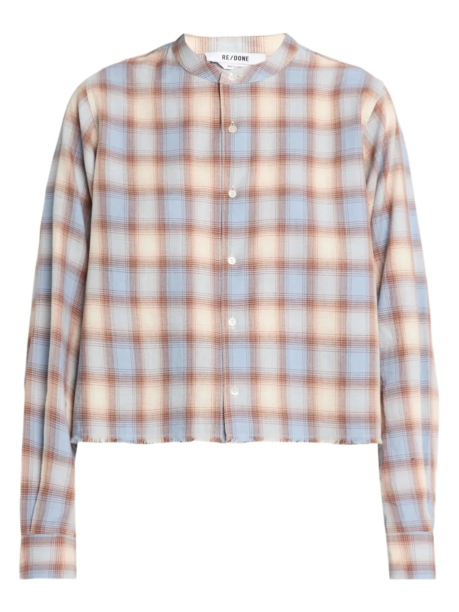 RE/DONE Bianca Cropped Cotton Plaid Shirt
