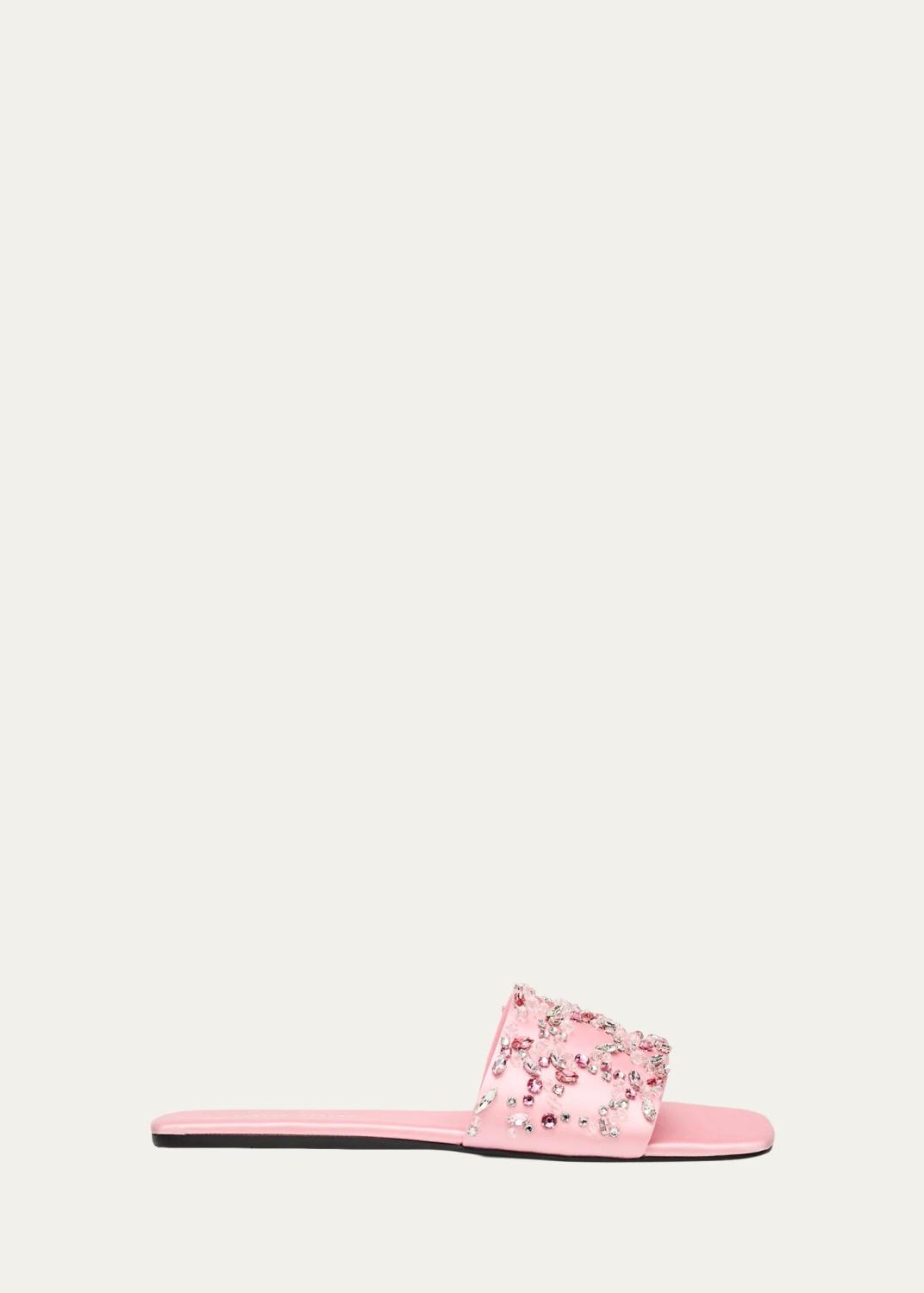 Miu Miu Embellished Satin Slide Sandals