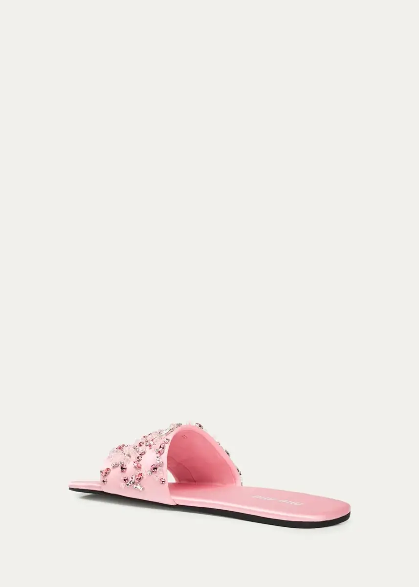 Miu Miu Embellished Satin Slide Sandals | Thumbnail 4 Miu Miu Embellished Satin Slide Sandals | Thumbnail 4