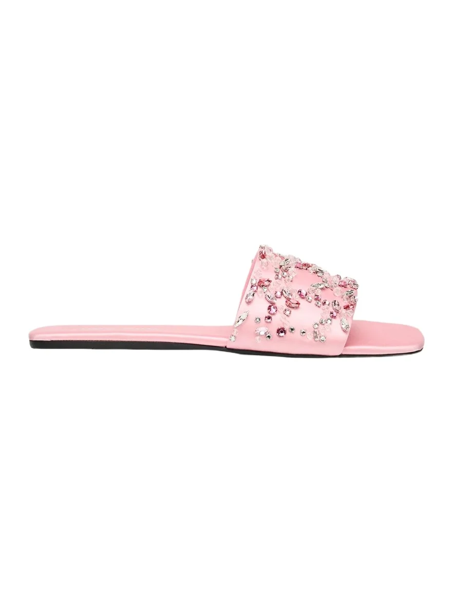 Miu Miu Embellished Satin Slide Sandals