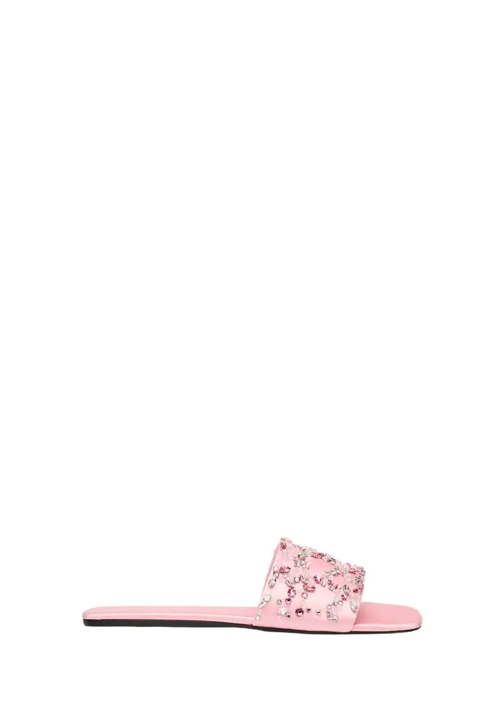 Embellished Satin Slide Sandals