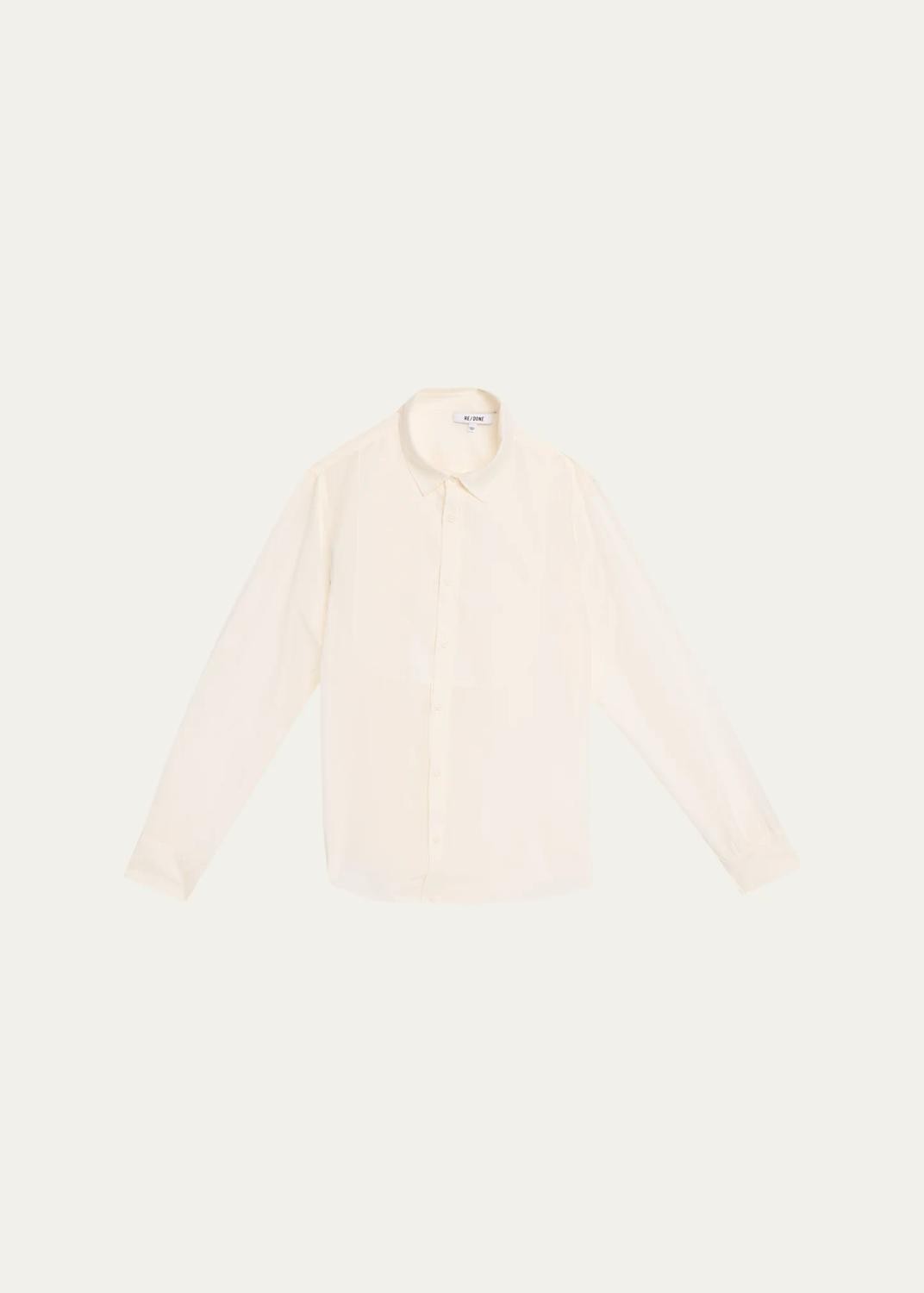 RE/DONE Dillon Cotton-Silk Voile Button-Front Shirt