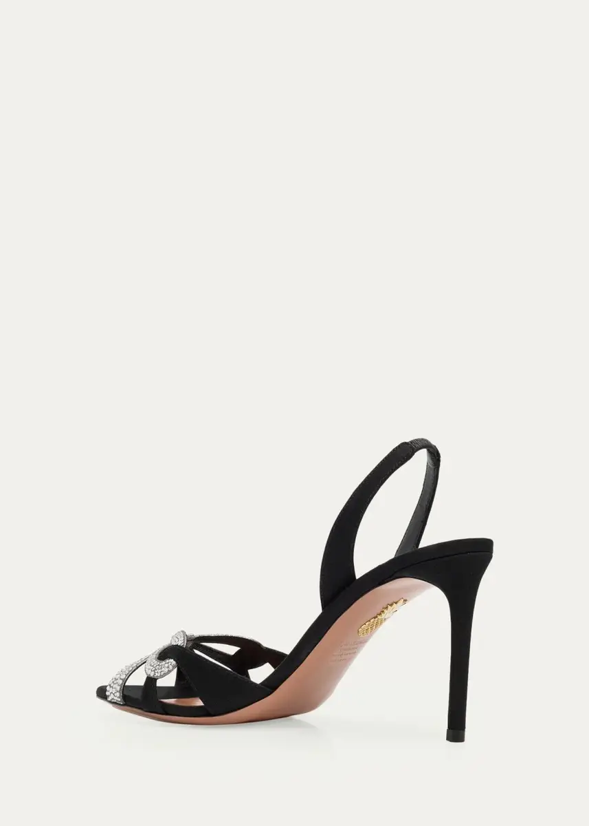 Aquazzura 85mm Ribbon Kiss Embellished Satin Slingback Sandals | Thumbnail 4 Aquazzura 85mm Ribbon Kiss Embellished Satin Slingback Sandals | Thumbnail 4