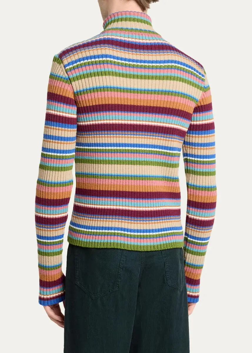 Dries Van Noten Striped Wool Rib-Knit Cardigan | Thumbnail 3 Dries Van Noten Striped Wool Rib-Knit Cardigan | Thumbnail 3